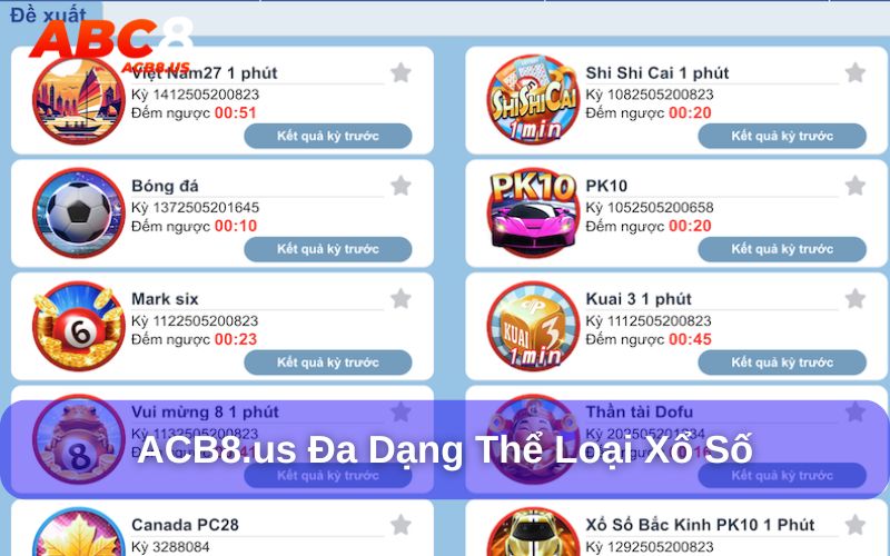 Các thể loại xổ số tại nhà cái ACB8
