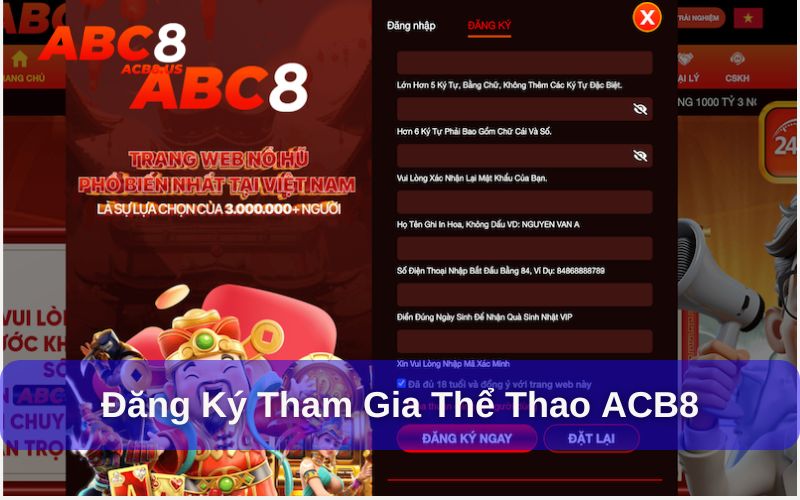 Cách đăng ký tham gia cá cược ACB8