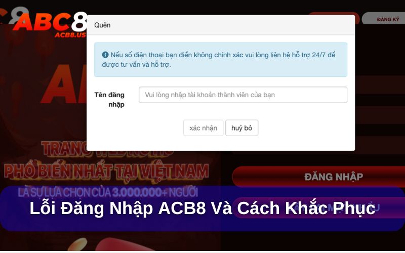 Lỗi đăng nhập acb8 và cách xử lý