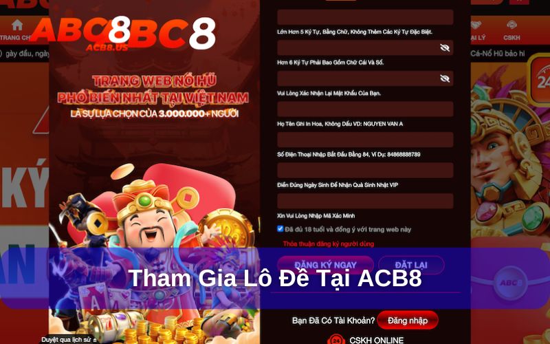 Đăng ký tài khoản để chơi lô đề tại ACB8
