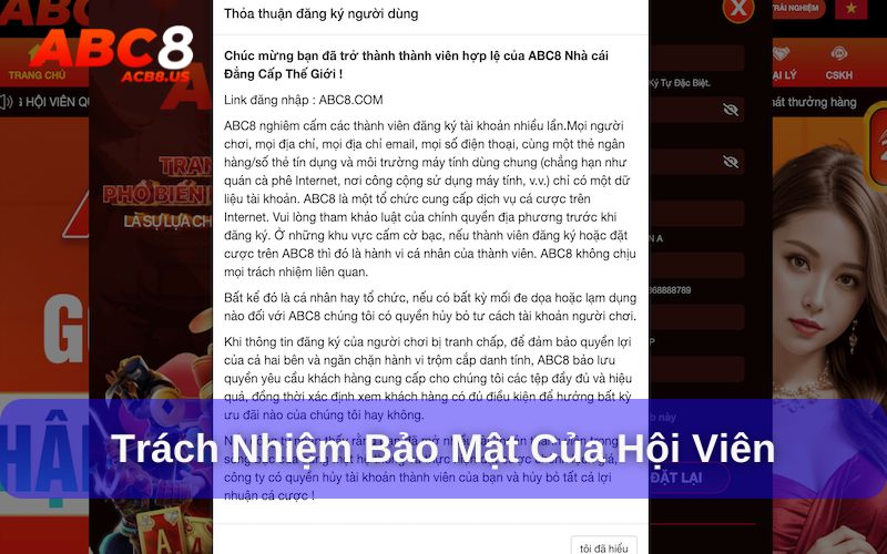 Hội viên cần tuân thủ điều khoản để bảo vệ thông tin của mình