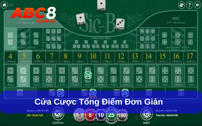 Cược tổng điểm trong Sicbo